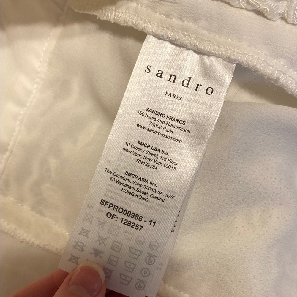 SANDRO Paris: Elegant Lace Button-Down Collared Dress in Ivory S - Picture 9 of 9